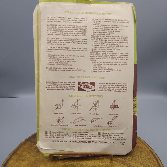 Vintage SUPERIOR Hot Iron Transfers, Mr and Mrs His and Hers Monogram Motifs 40s - Picture 3 of 3